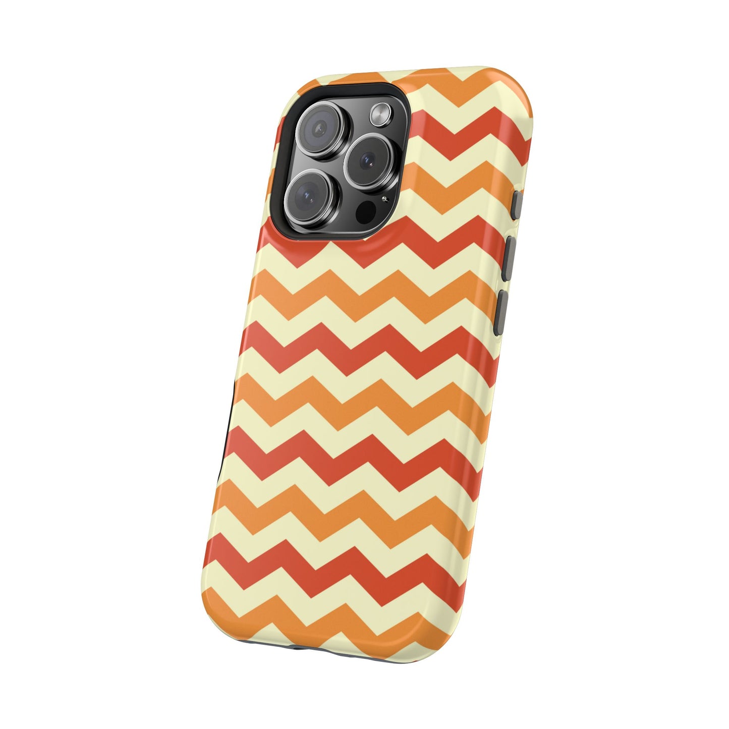 Warm Sunset Chevron – Orange, Red & Cream Geometric MagSafe iPhone Case