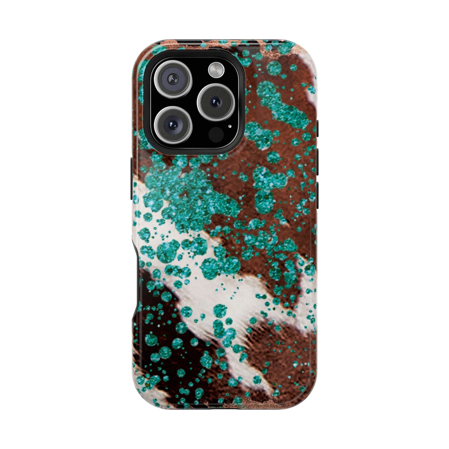 Teal Glitter Cowhide - MagSafe iPhone Series Case