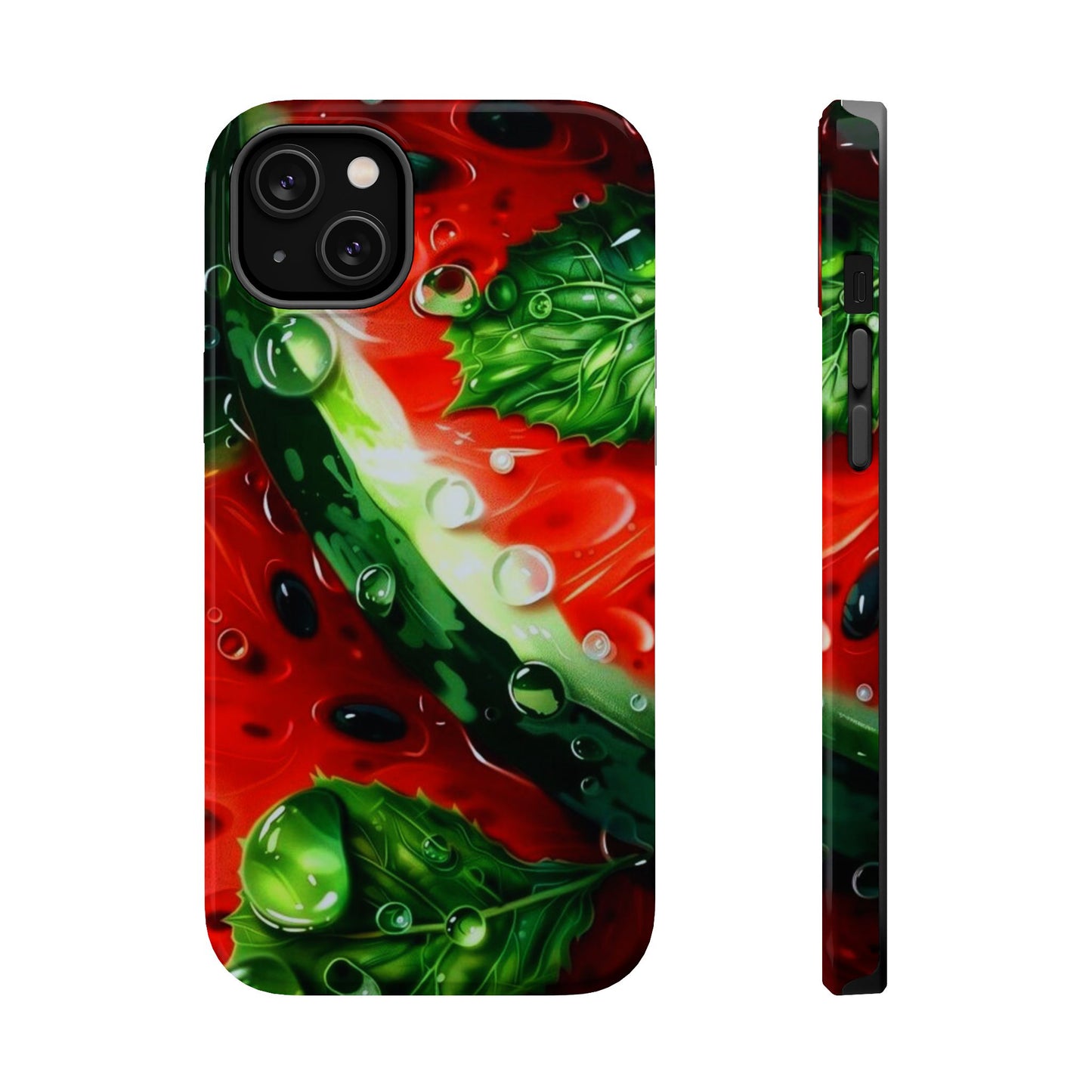 Juicy Watermelon & Mint MasSafe iPhone Case – Tough Dual-Layer, Vibrant Summer Design