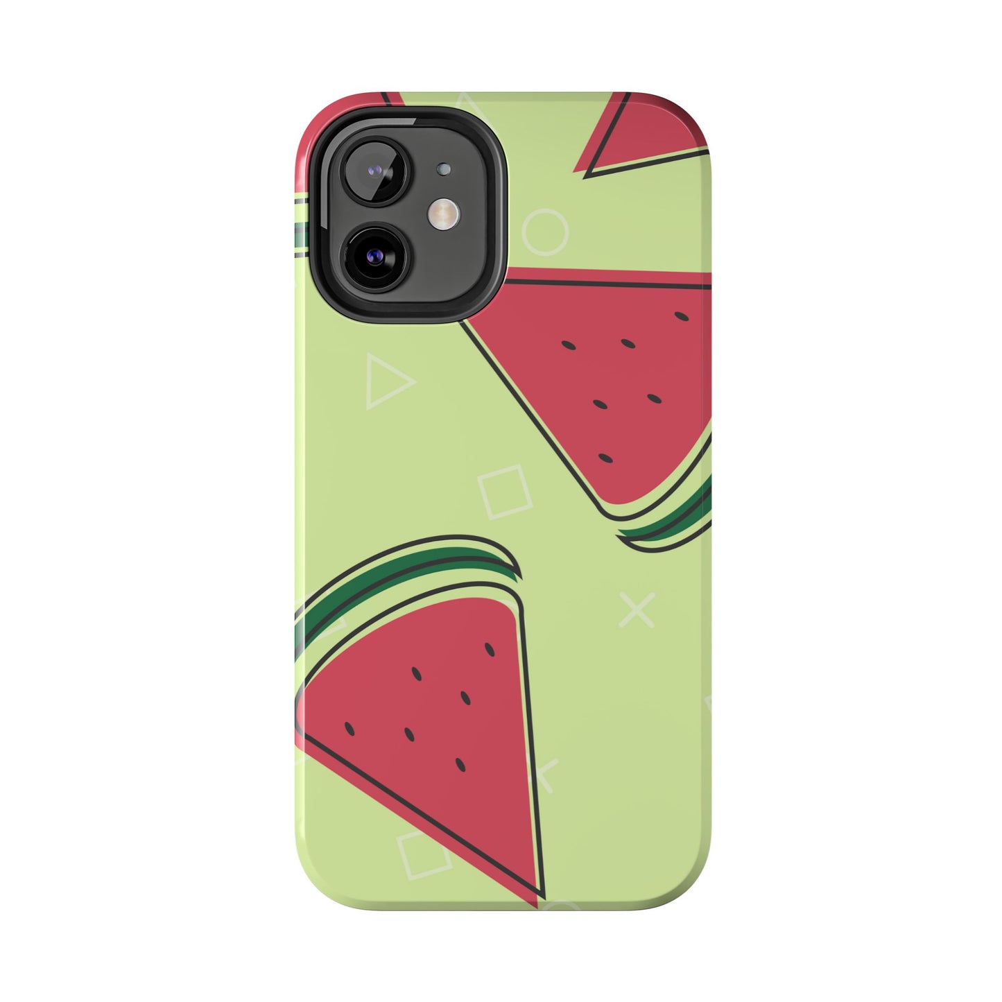 Watermelon Slice iPhone Case – Fresh & Fun Design with Retro Geometric Pattern