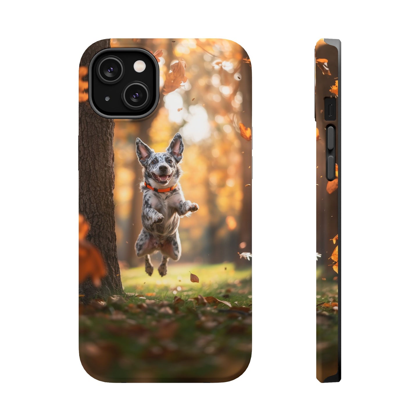 Energetic Blue Heeler Forest Pup MagSafe iPhone Case – Durable Outdoor-Inspired Design