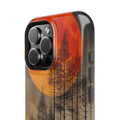 Moody Forest Moonrise MagSafe iPhone Case – Dark Landscape Design, Dual-Layer Protection