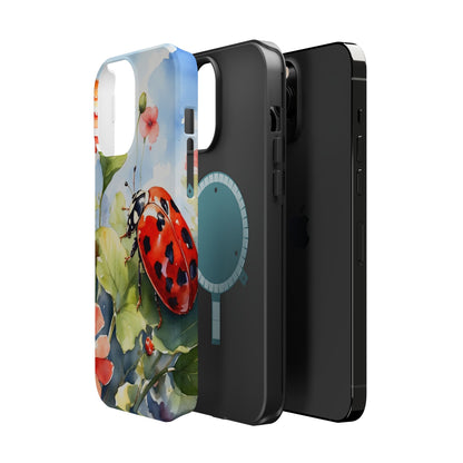 Watercolor Ladybug & Poppy Fields - MagSafe iPhone Case