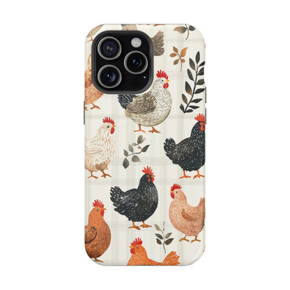 MagSafe iPhone Case: Vintage Chicken & Leaves – Farmhouse Style Case