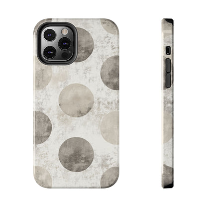 Vintage Polka Dot iPhone Case - Minimalist Neutral Protective Cover