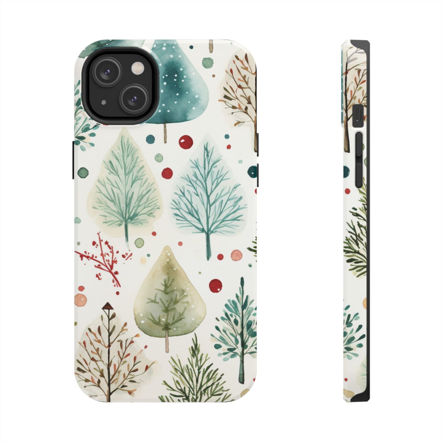 Watercolor Winter Trees iPhone Case – Nature-Inspired, Holiday Theme Protective Cover