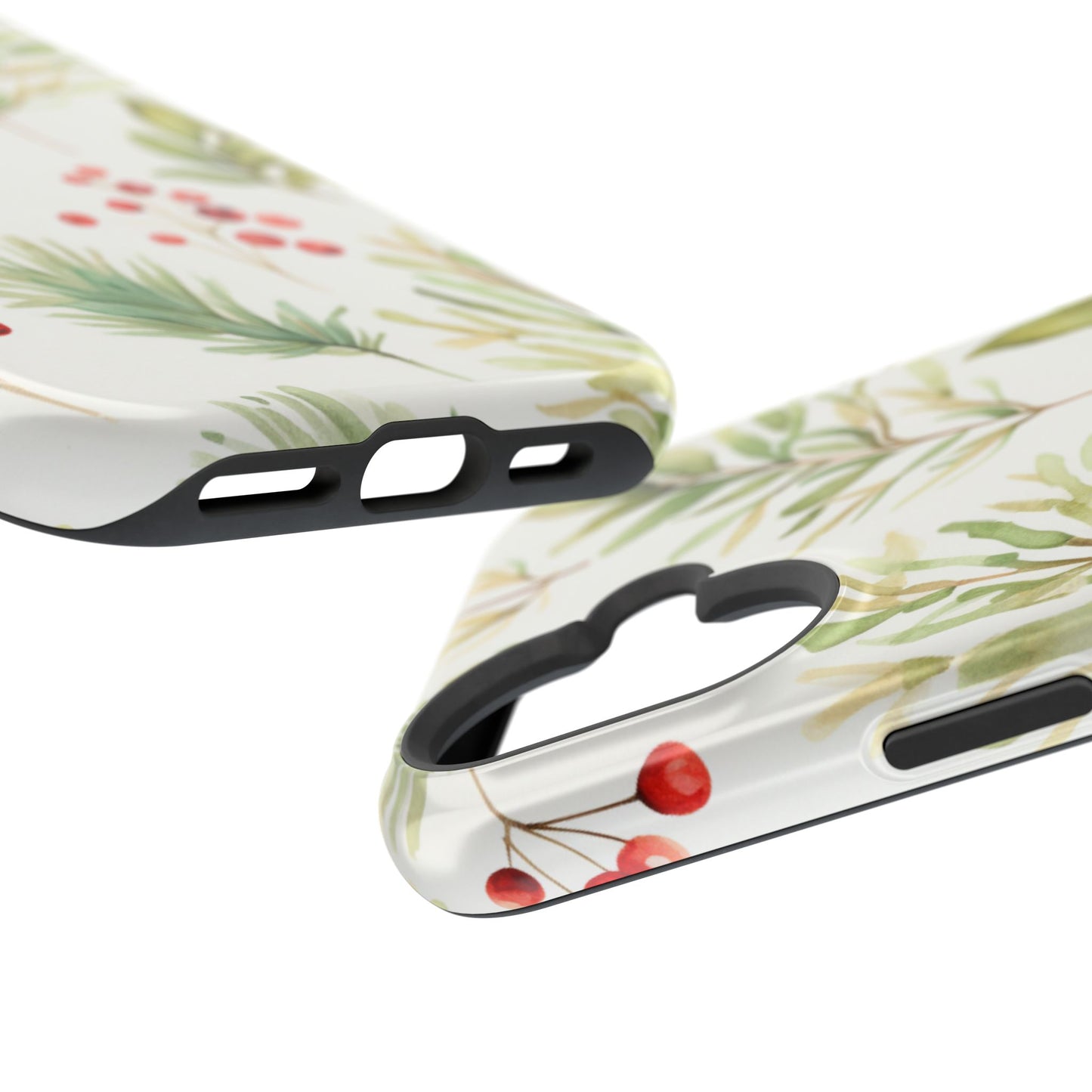 Winter Greenery & Berry Watercolor – MagSafe iPhone Series Case