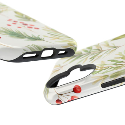 Winter Greenery & Berry Watercolor – MagSafe iPhone Series Case