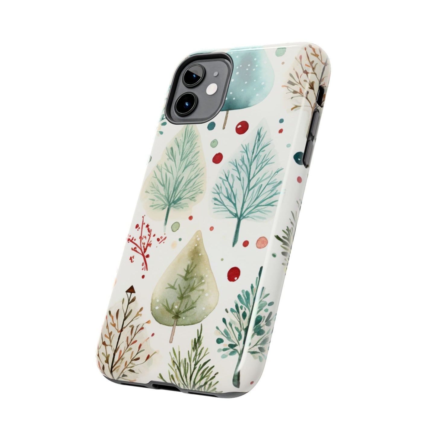 Watercolor Winter Trees iPhone Case – Nature-Inspired, Holiday Theme Protective Cover