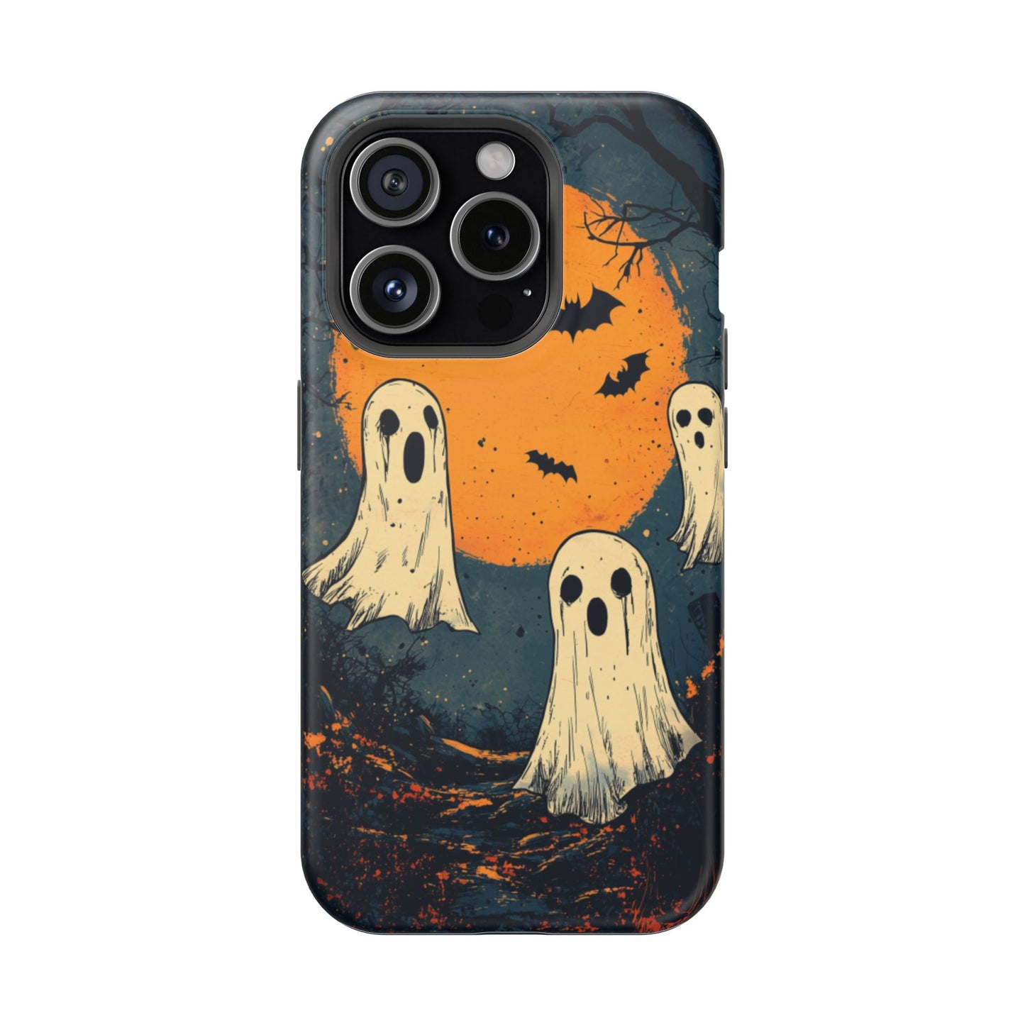 Haunted Ghosts & Full Moon MagSafe iPhone Case – Spooky Halloween Design