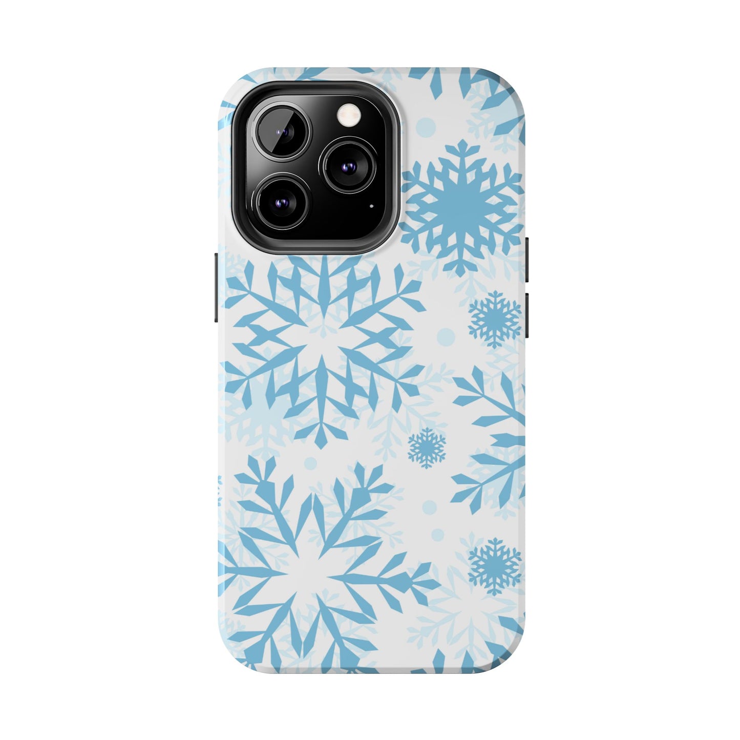 Frosty Blue Snowflakes iPhone Case – Shockproof, Smooth Matte Finish, Dual-Layer Design