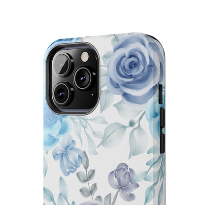 Elegant Blue & Violet Roses iPhone Case – Luxurious Floral Design for Chic Device Protection