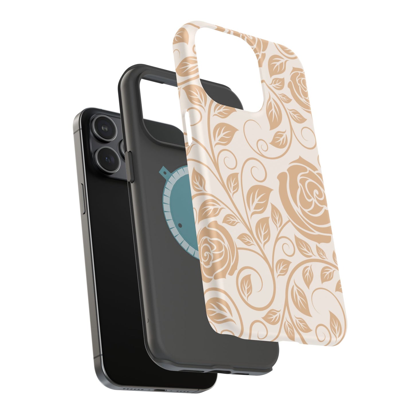 Vintage Rose Vine Tough MagSafe iPhone Case – Elegant Floral Pattern with Dual-Layer Protection