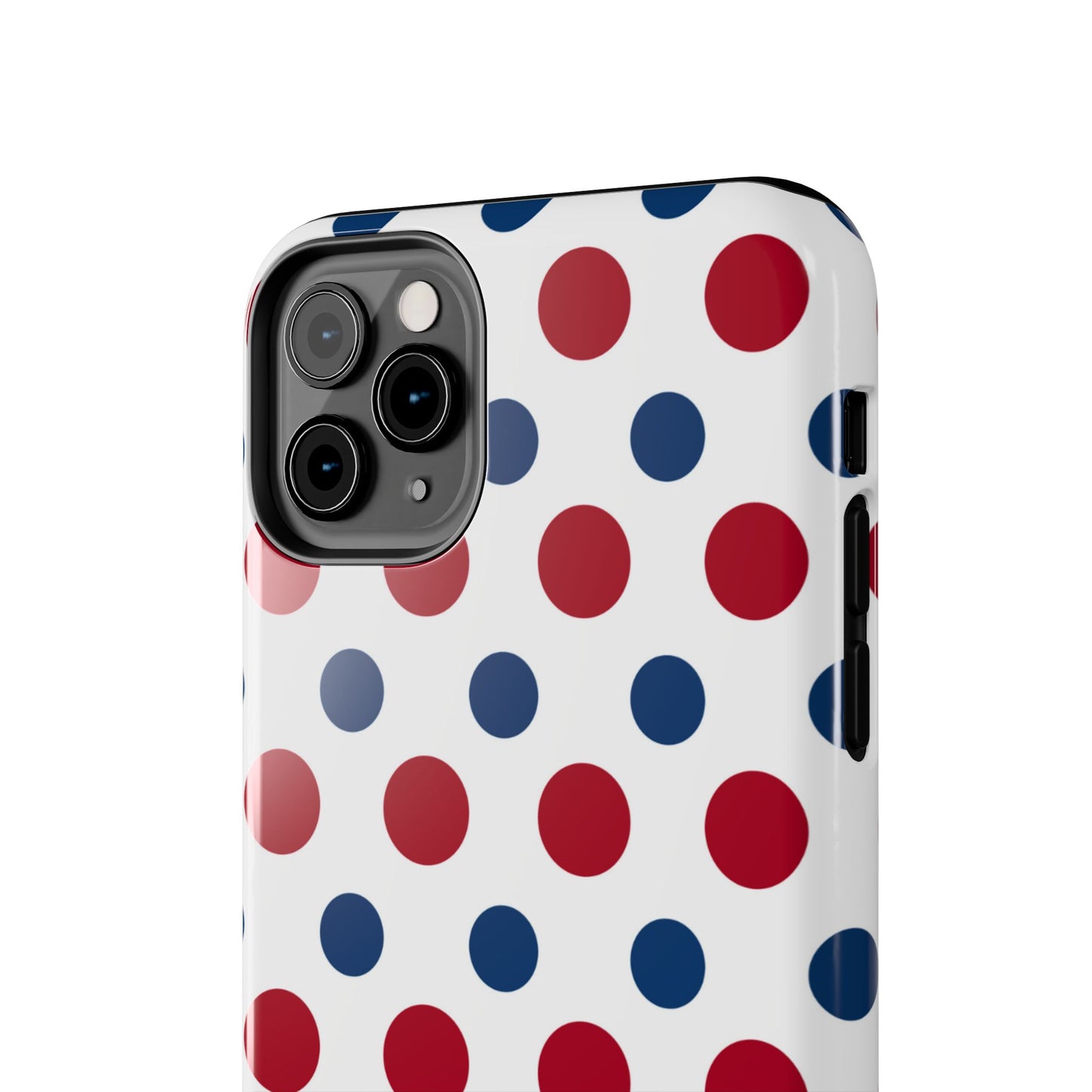 Patriotic Navy, White, and Red Polka Dot iPhone Case