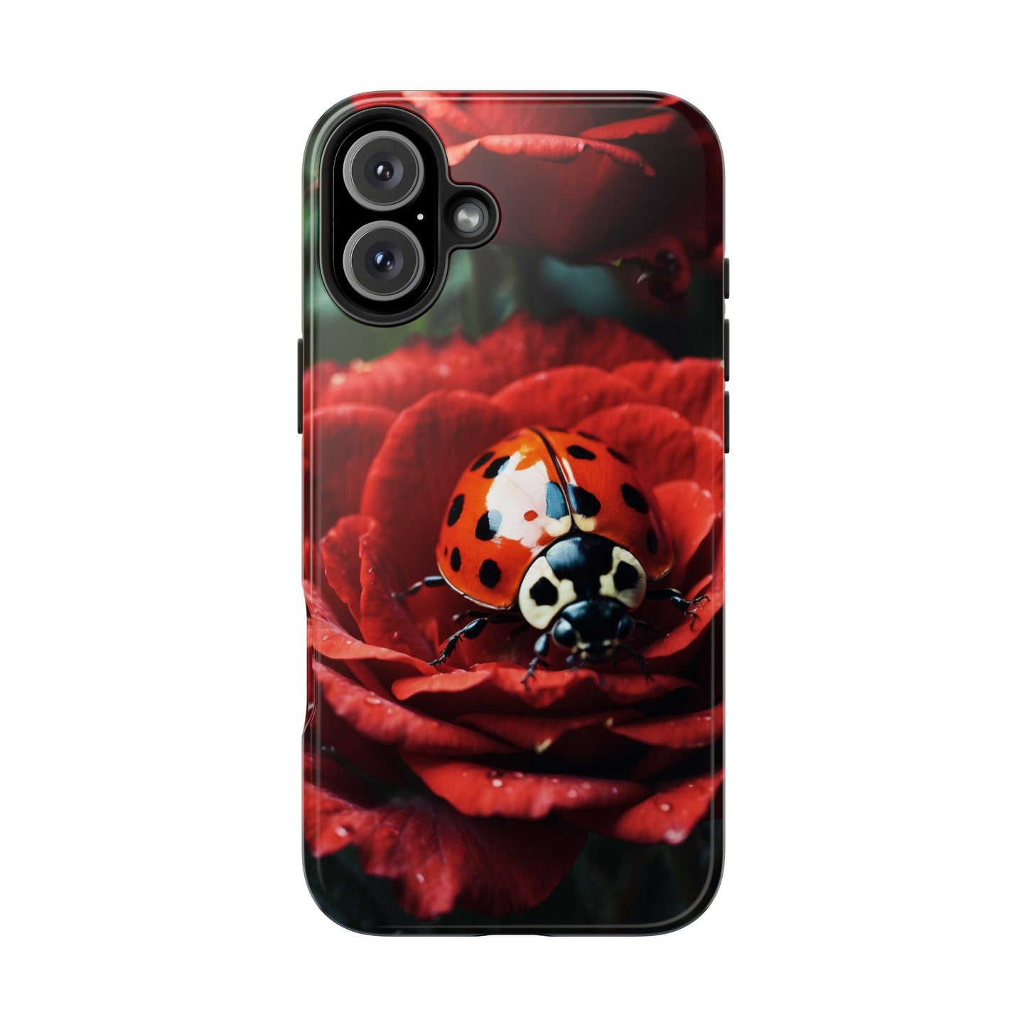 Elegant Rose & Ladybug Charm - iPhone Series Case