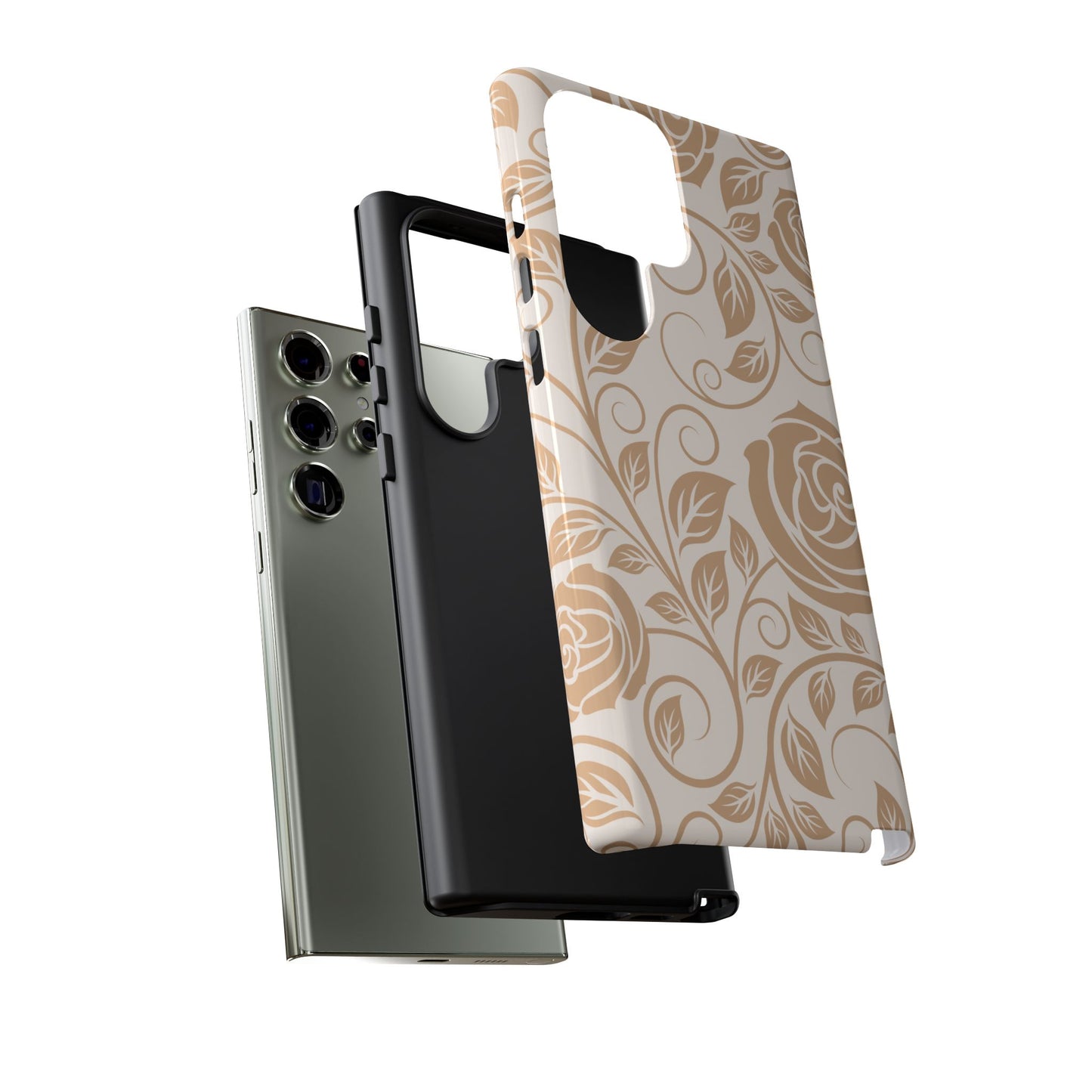 Vintage Rose Vine Tough Samsung Galaxy Case – Elegant Floral Pattern with Dual-Layer Protection