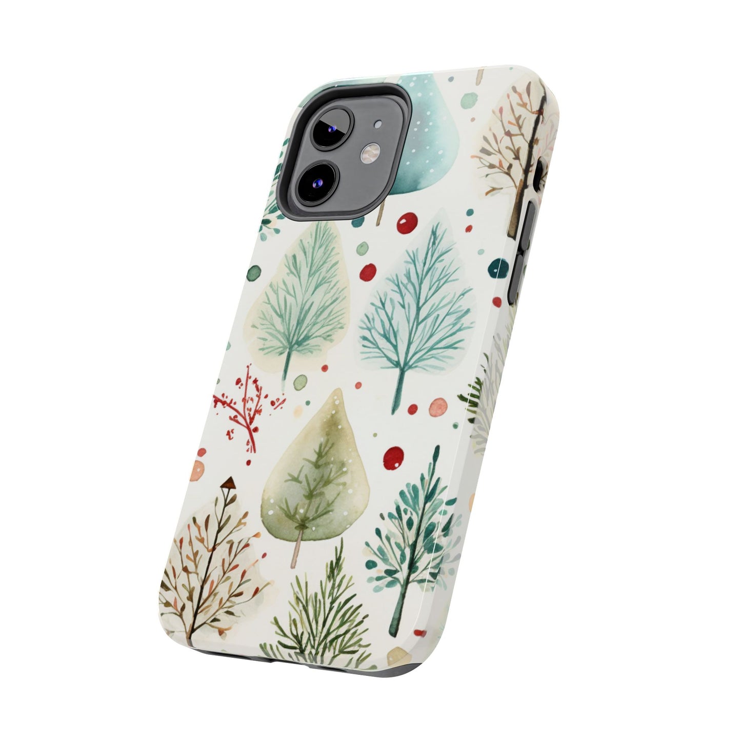 Watercolor Winter Trees iPhone Case – Nature-Inspired, Holiday Theme Protective Cover