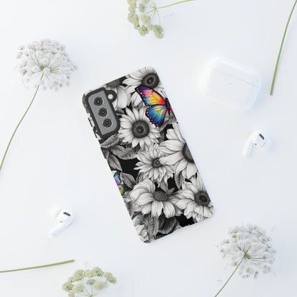 Rainbow Butterflies & Monochrome Sunflowers – Samsung Galaxy Case