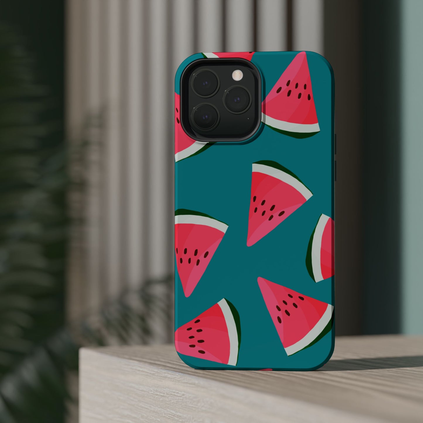 Watermelon Bliss MagSafe iPhone Case – Vibrant Summer Fruit Design on Teal Background