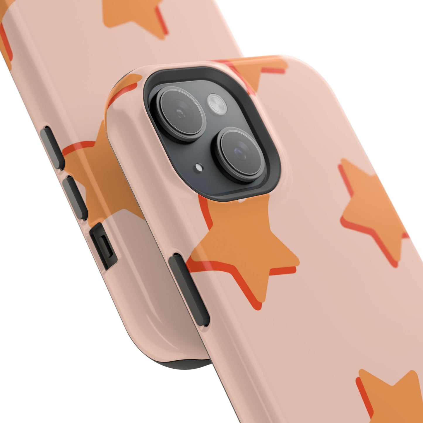 Retro Orange Stars MagSafe iPhone Case – Shock-Resistant, Smooth Matte Finish, Dual-Layer Design