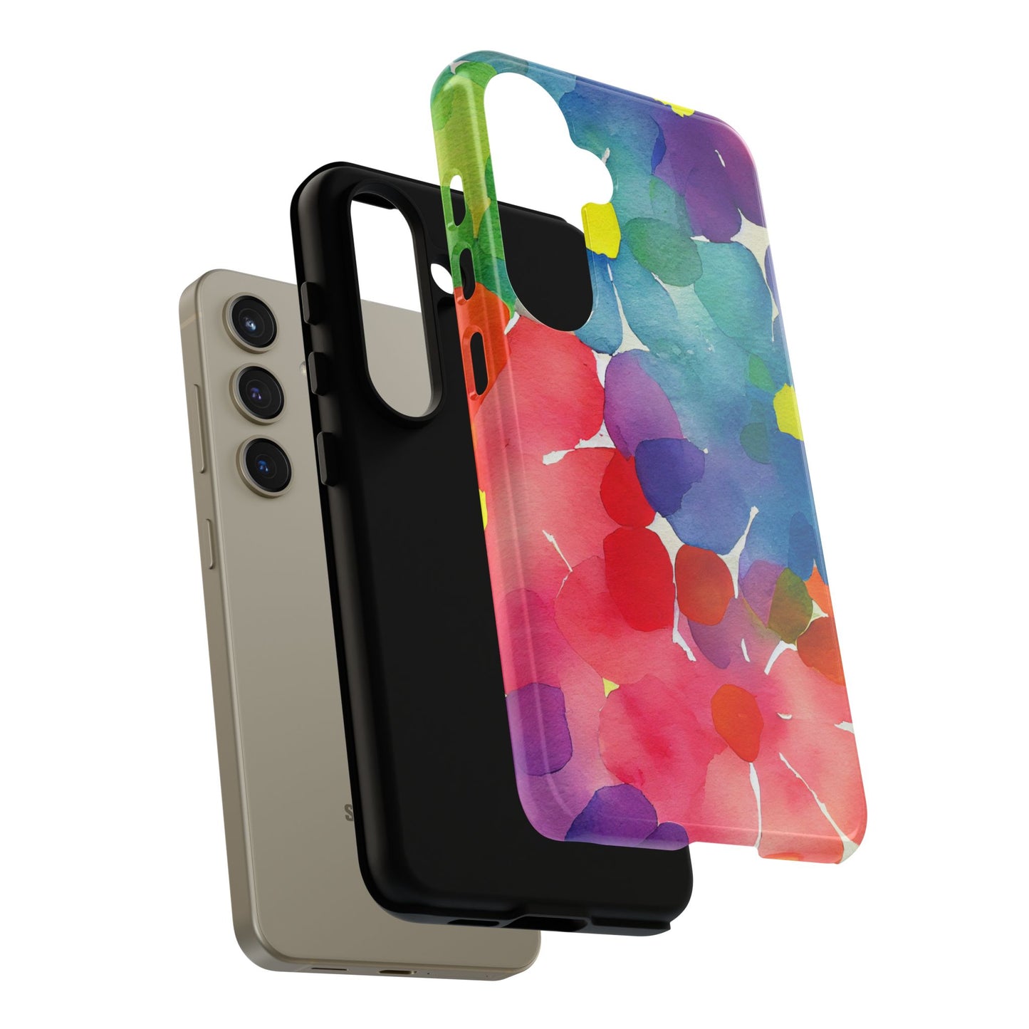 Rainbow Bloom Watercolor Samsung Galaxy Case – Slim Design, Glossy Finish