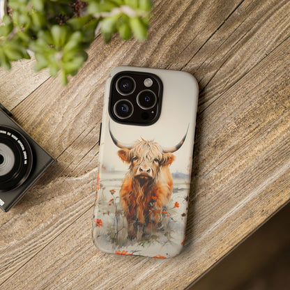 Cutest Highland Cow & Flowers Phone Case!