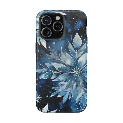 Winter’s Embrace – Blue Snowflake MagSafe iPhone Case