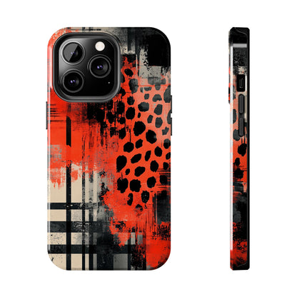 Cheetah Plaid iPhone Case – Red & Black Pattern