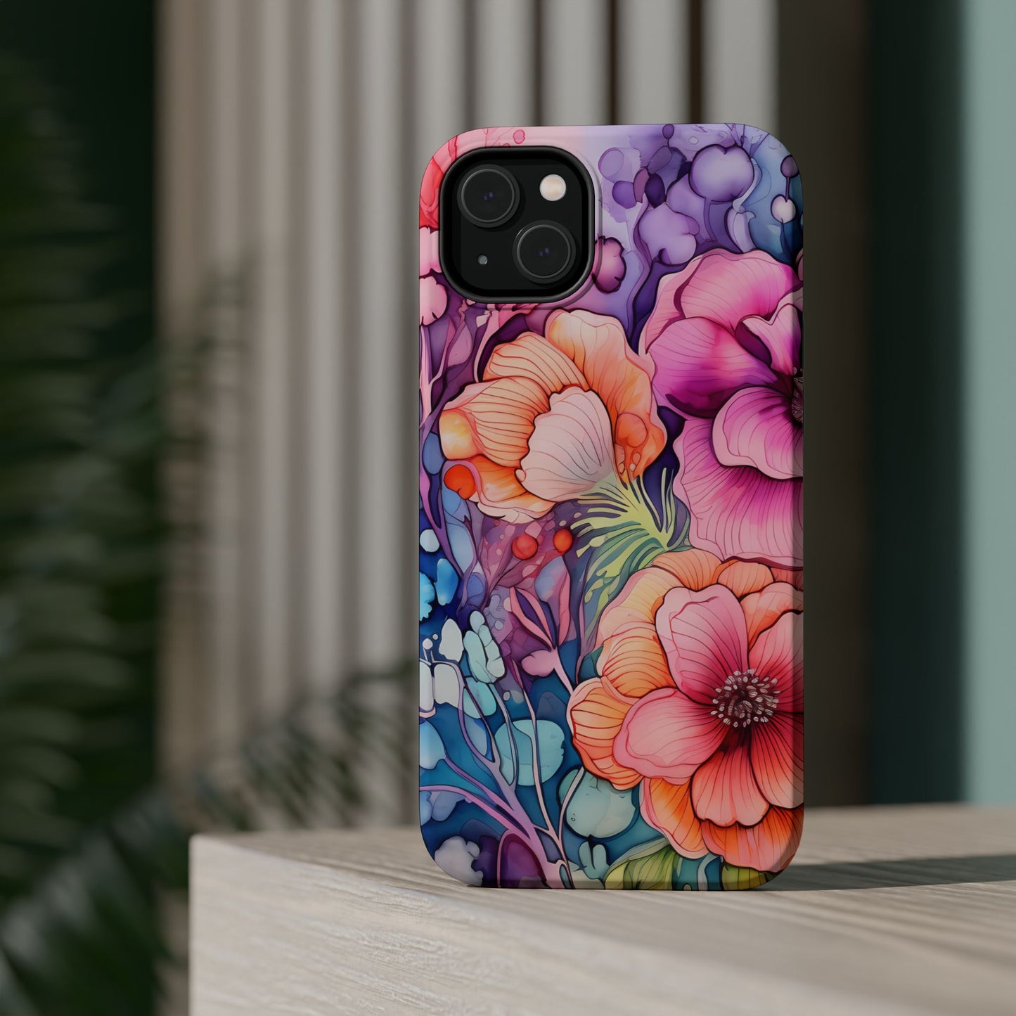 Bright Watercolor Floral Splash MagSafe iPhone Series Case – Bold Artistic Design