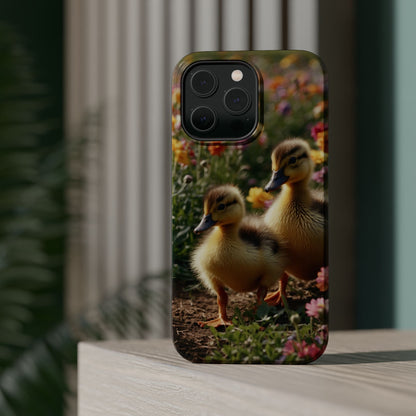 Charming Ducklings in Floral Garden - MagSafe iPhone Case