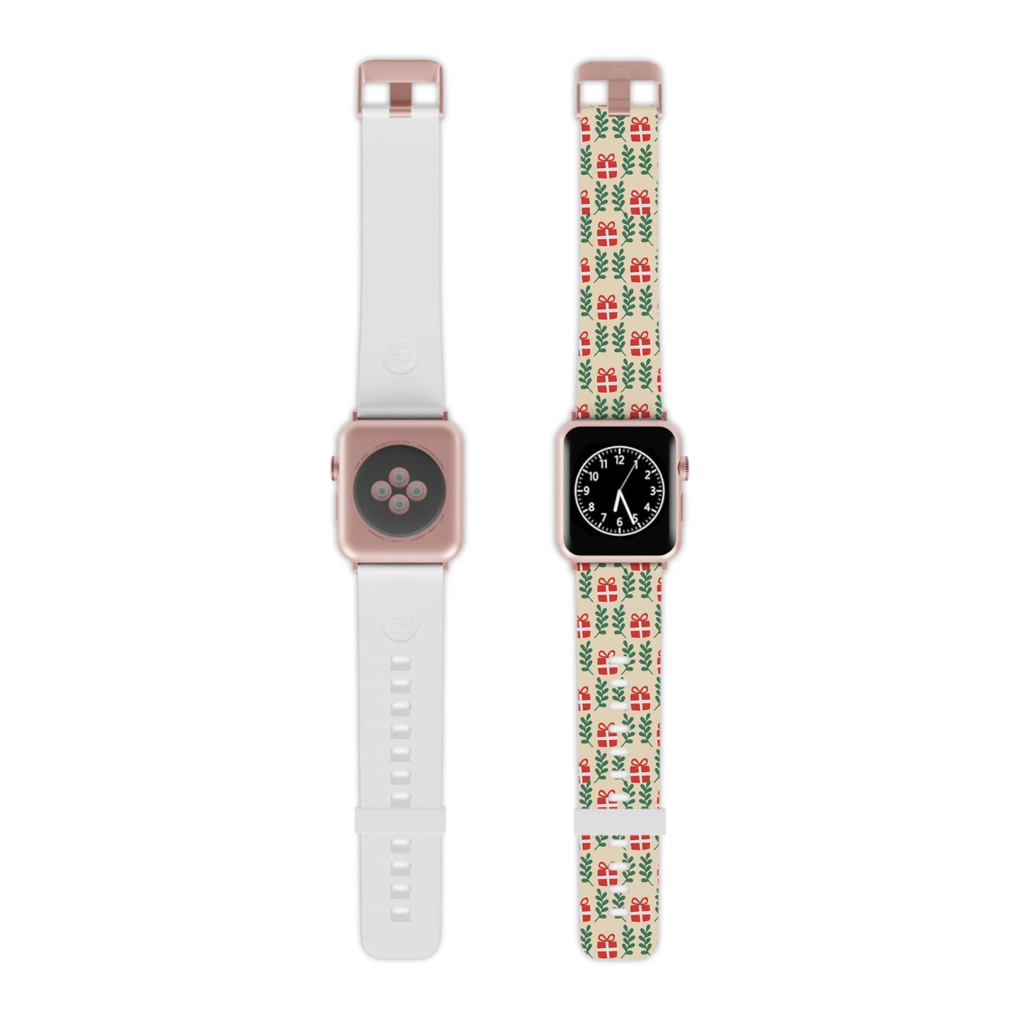  Holiday Cheer Red Gifts & Green Leaves  Apple Watch Band