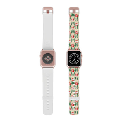  Holiday Cheer Red Gifts & Green Leaves  Apple Watch Band