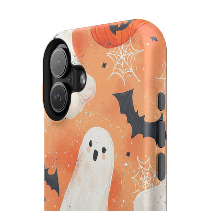 Spooky Cute Ghost MagSafe iPhone Case – Halloween Ghosts, Pumpkins, Bats & Cobwebs Design