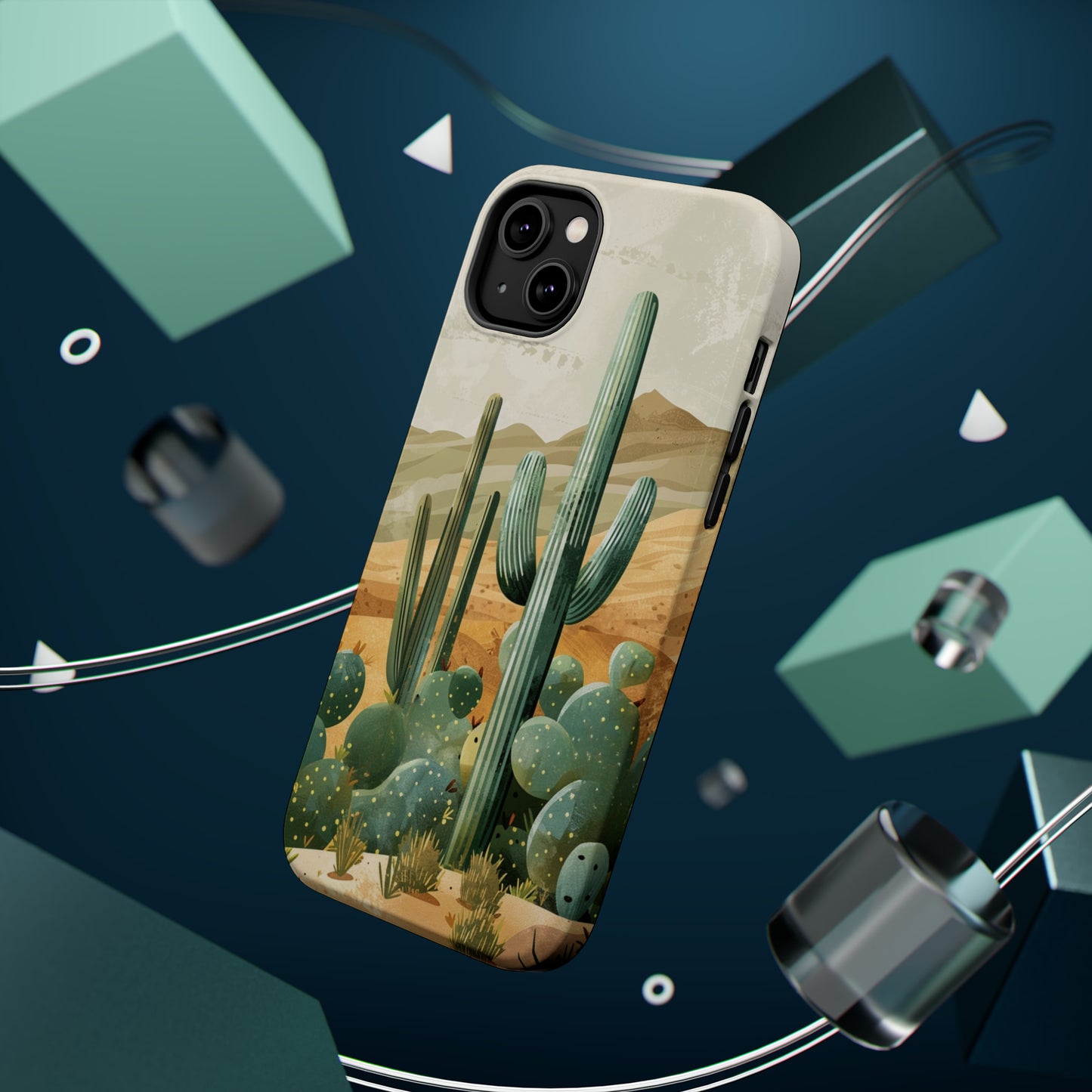 Desert Oasis MagSafe iPhone Case - Embrace the Western Spirit With Cactuses For Your iPhone 15, 14, 13, Pro, Plus, & Pro Max