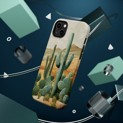 Desert Oasis MagSafe iPhone Case - Embrace the Western Spirit With Cactuses For Your iPhone 15, 14, 13, Pro, Plus, & Pro Max