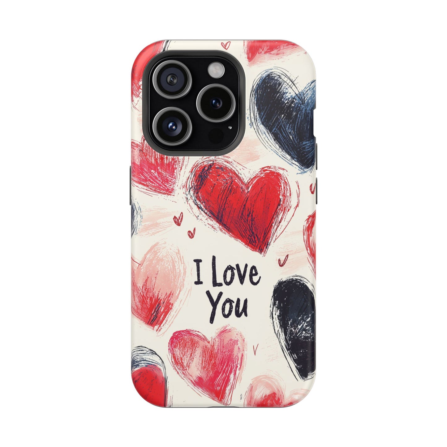 Brushstroke Hearts of Love "I Love You" - MagSafe Compatible Case