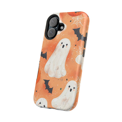 Spooky Cute Ghost MagSafe iPhone Case – Halloween Ghosts, Pumpkins, Bats & Cobwebs Design