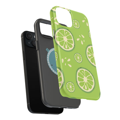 Zesty Lime Splash Tough MagSafe iPhone Case – Fresh Citrus Design, Dual-Layer Protection