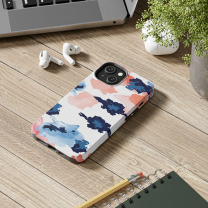 Abstract Coral & Navy Watercolor Design – iPhone Case