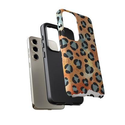 Sunset Watercolor Leopard Print Tough Samsung Galaxy Case – Artistic Animal Pattern with Dual-Layer Protection