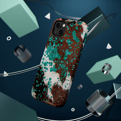 Teal Glitter Cowhide - MagSafe iPhone Series Case