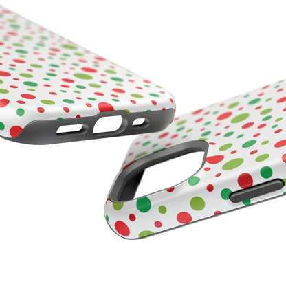 Red & Green Christmas Polka Dots – MagSafe iPhone Case