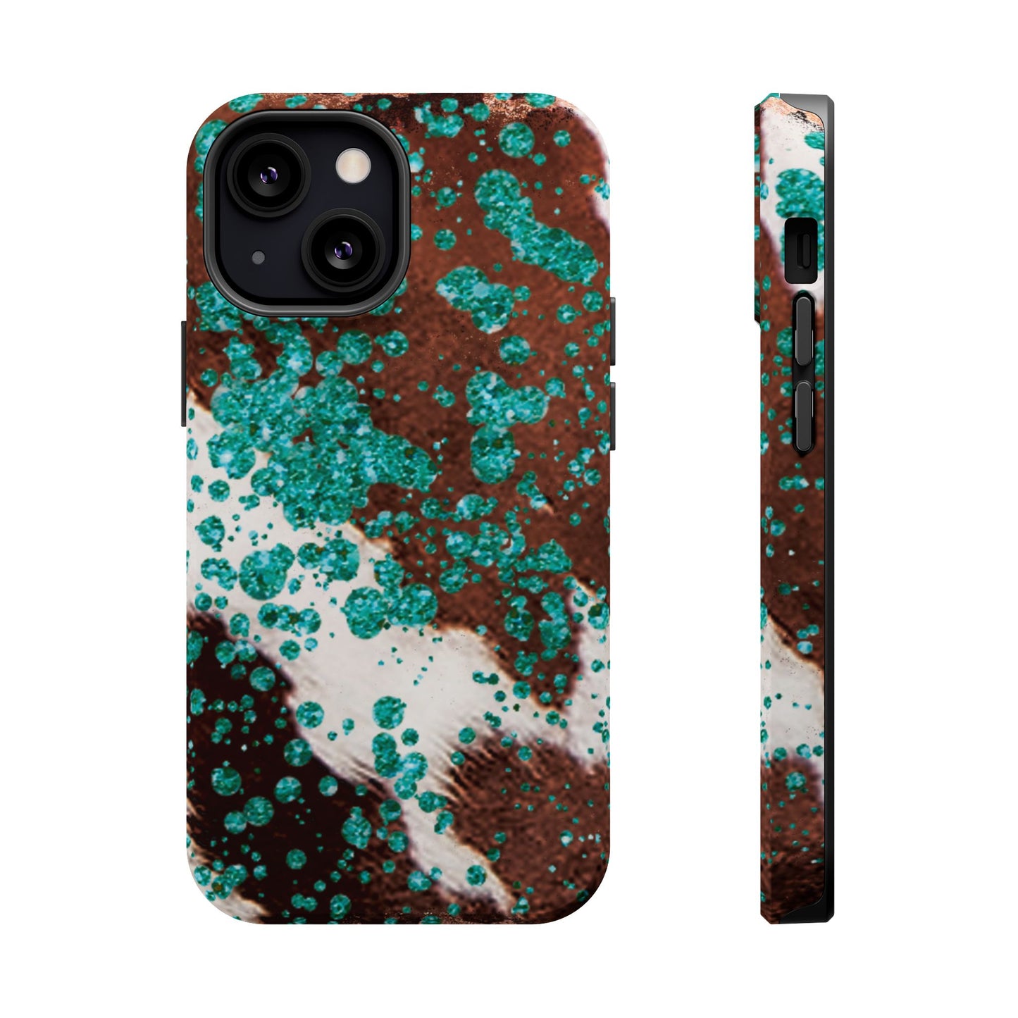 Teal Glitter Cowhide - MagSafe iPhone Series Case