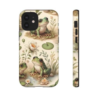 Cute Frogs Phone Case - Pond Pals Frolic - Charming Frog Lily Pad Phone Case for iPhone, Google & Samsung! Great Gift For Any Frog Lover!