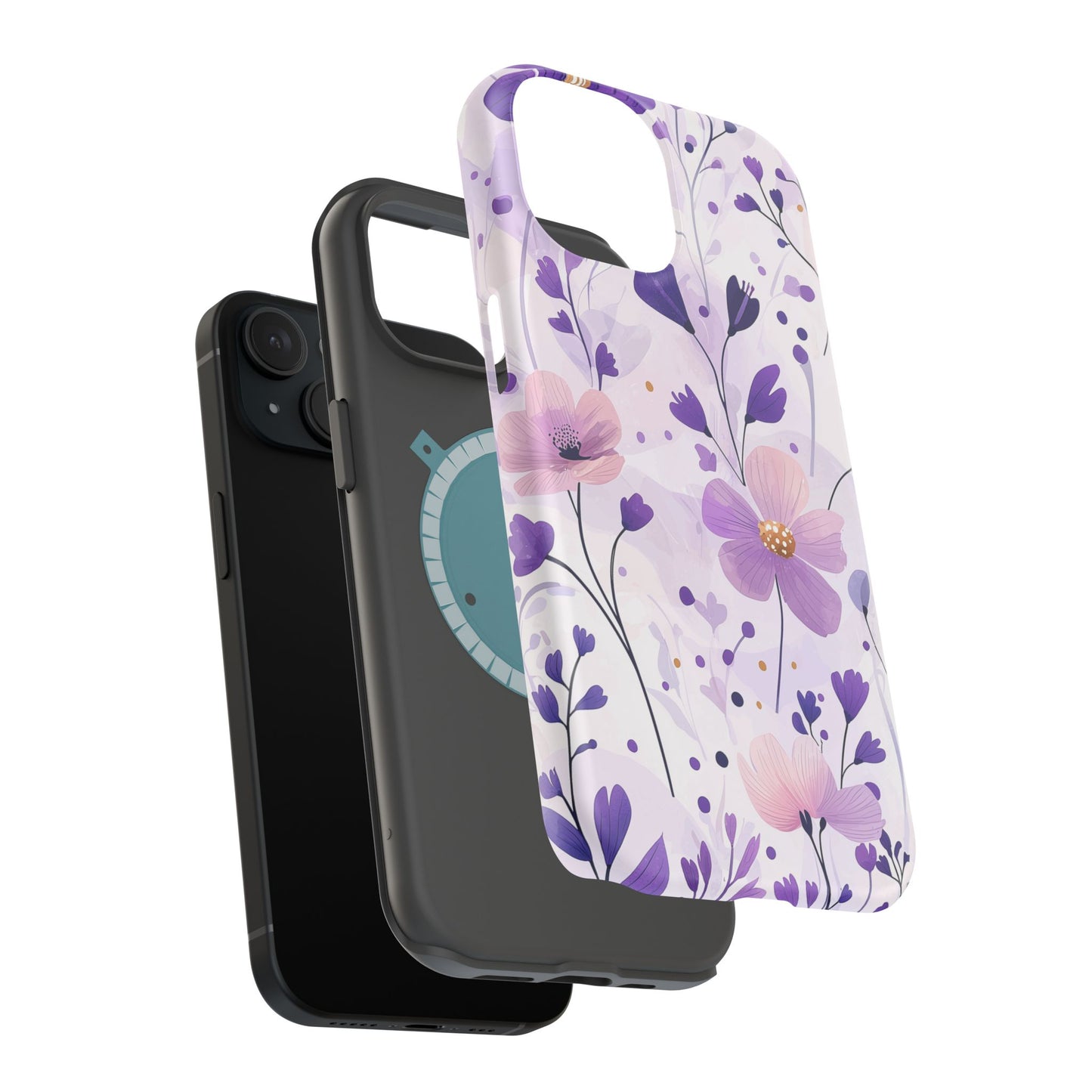 Purple Floral Bliss MagSafe iPhone Case – Delicate Blossom Design