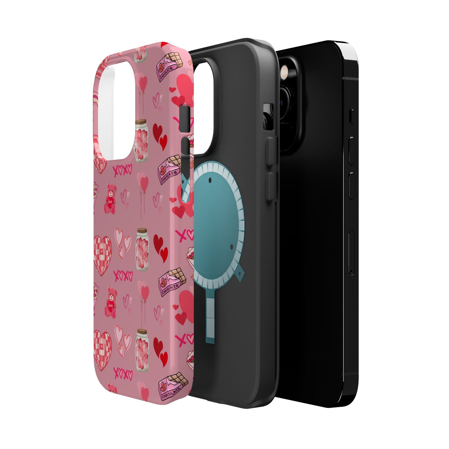 Pink Valentine Love Collage – MagSafe-Compatible iPhone Case