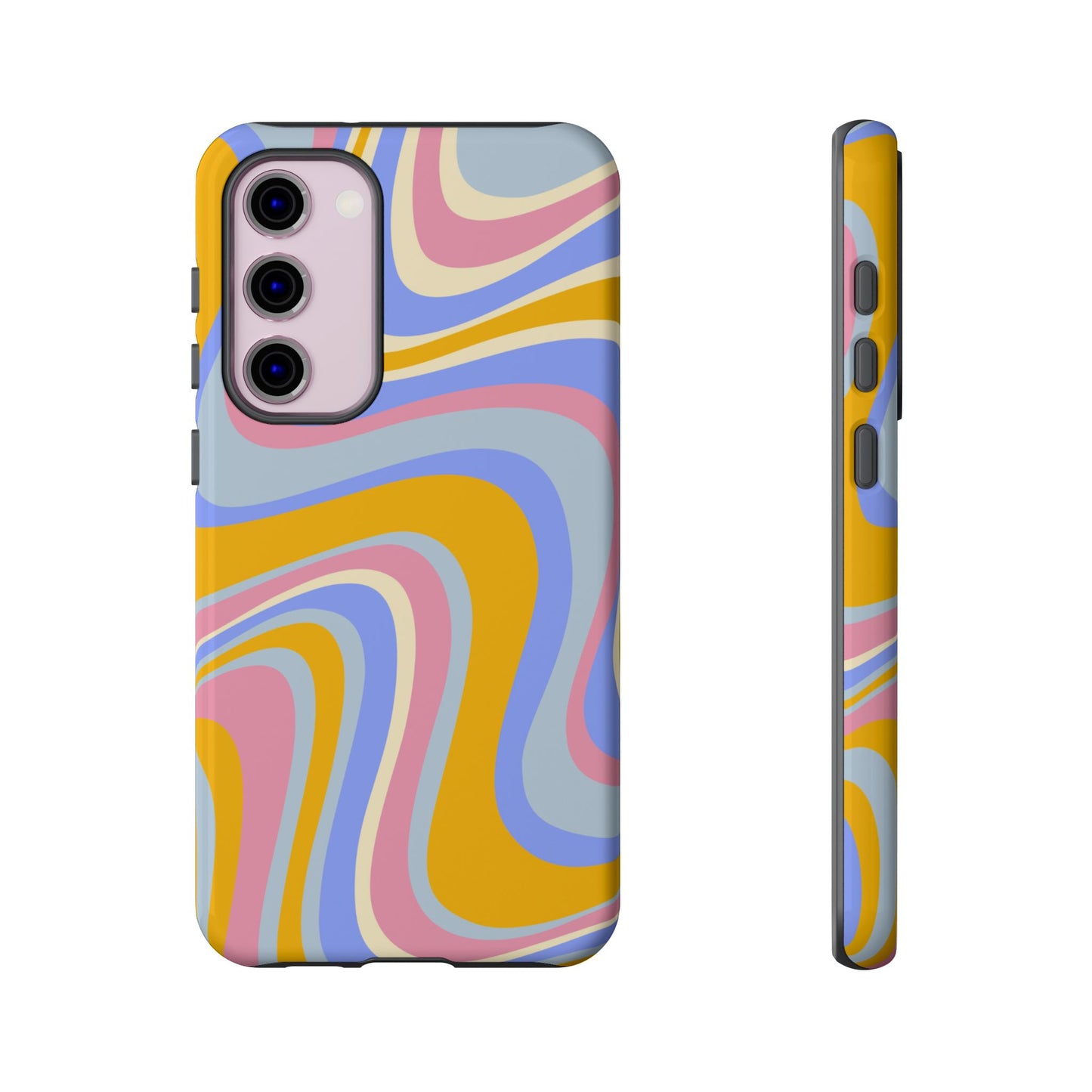 Groovy Pastel Waves Samsung Galaxy Case – 70s-Inspired Design with Dual-Layer Protection