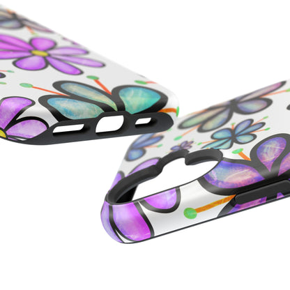 Whimsical Lavender Floral MagSafe iPhone Case – Ultra-Slim, High-Gloss Finish