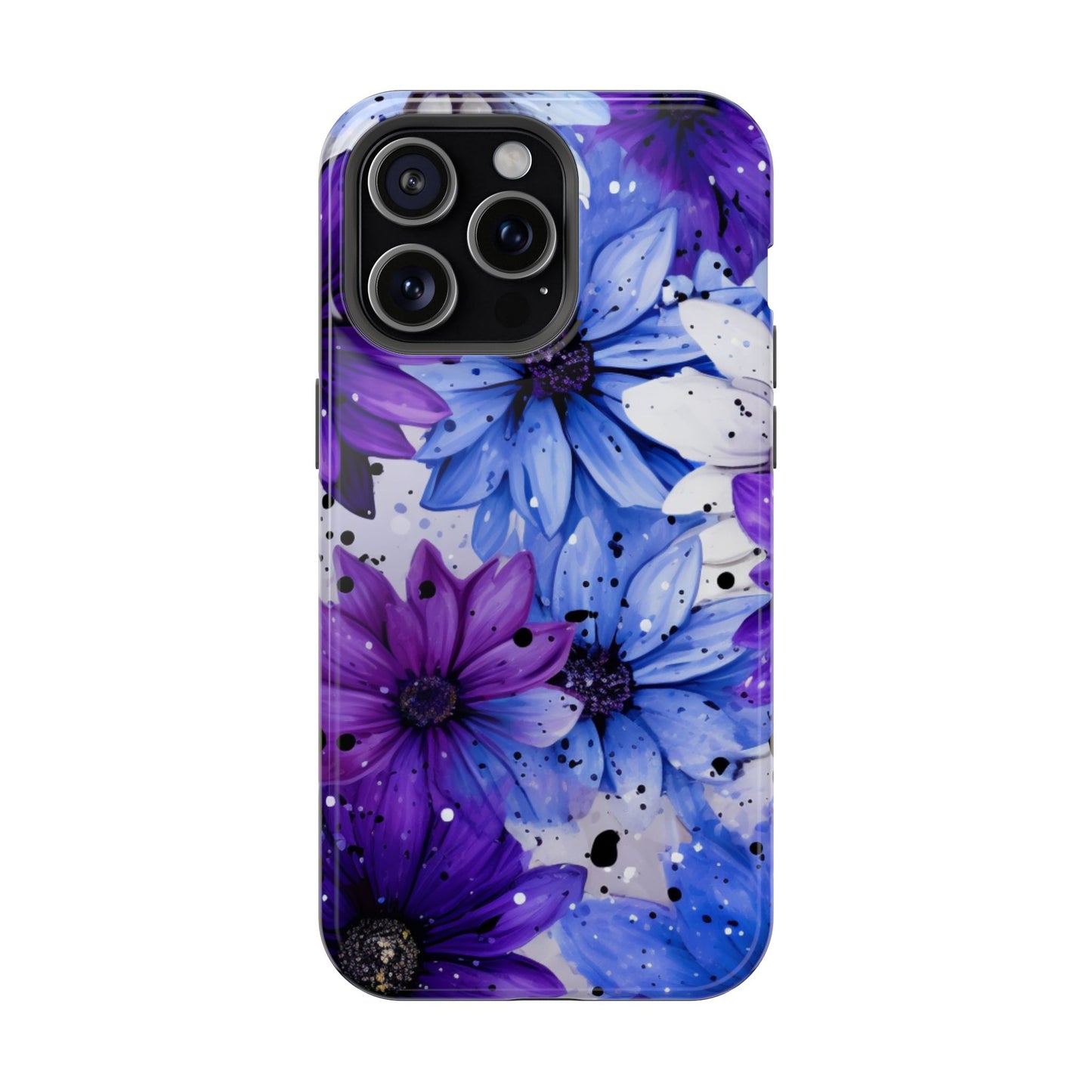 Vibrant Purple & Blue Floral Splash - MagSafe iPhone Series Case