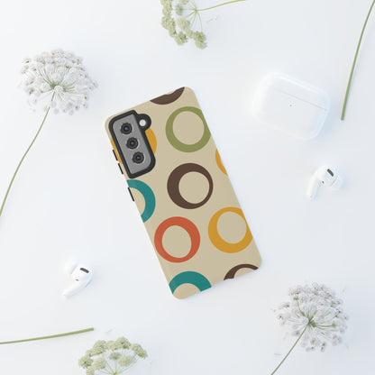 Retro Colorful Rings Samsung Galaxy Case – Shockproof, Matte Finish, Dual-Layer Protection